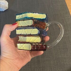 Source Unknown Book Stack Mug - Blue, Yellow, Brown